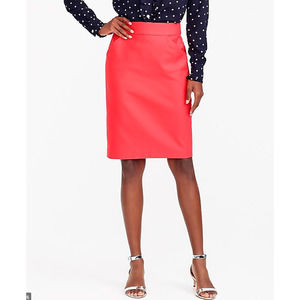 J CREW No. 2 Pencil Skirt In Double-serge‎ cotton ~RED ~00